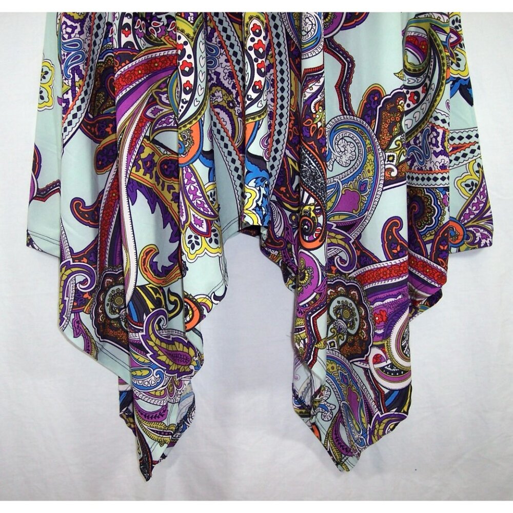 NEW Avenue 22/24 Paisley Dress Handkerchief Hem Elbow Length Sleeves V-Neck NWT - Picture 5 of 14